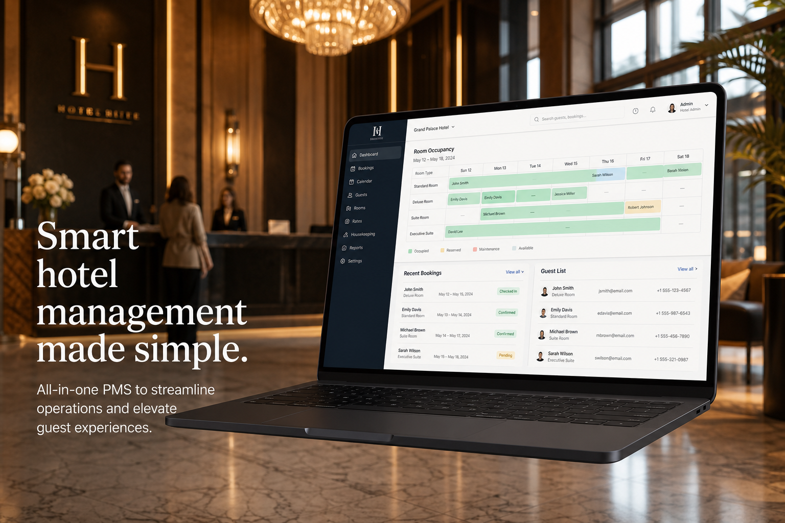 Staylah hotel management system dashboard